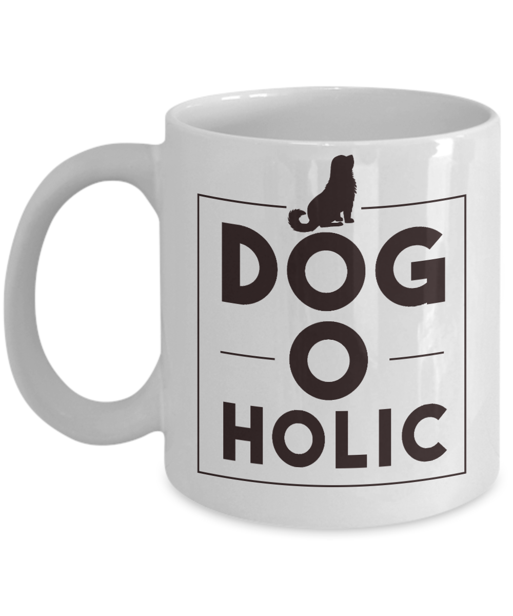 Dog Lover Coffee Mug, Dog Holic - White Porcelain Coffee Mug 11 Oz For Dog Lover, Dad, Mom