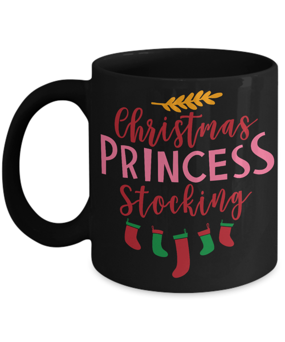 Nightnare before christmas mug - Christmas Princess Stocking - Funny Christmas Gifts Mugs, Christmas Gifts for family Ceramic Cup Black, Funny Mugs Gift Ideas 11 Oz