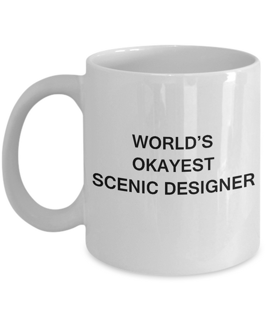 Funny Mug - World's Okayest Scenic Designer - Porcelain White coffee mugs 11 oz