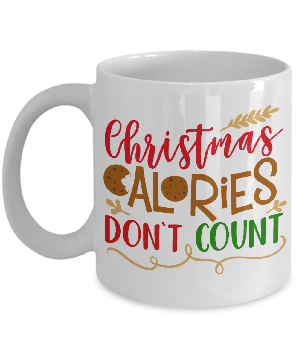 Nightnare before christmas mug - Christmas Calories Don't Count - Funny Christmas Gift Mugs, Christmas Gifts for family Ceramic Cup White, Funny Mugs Gift Ideas 11 Oz