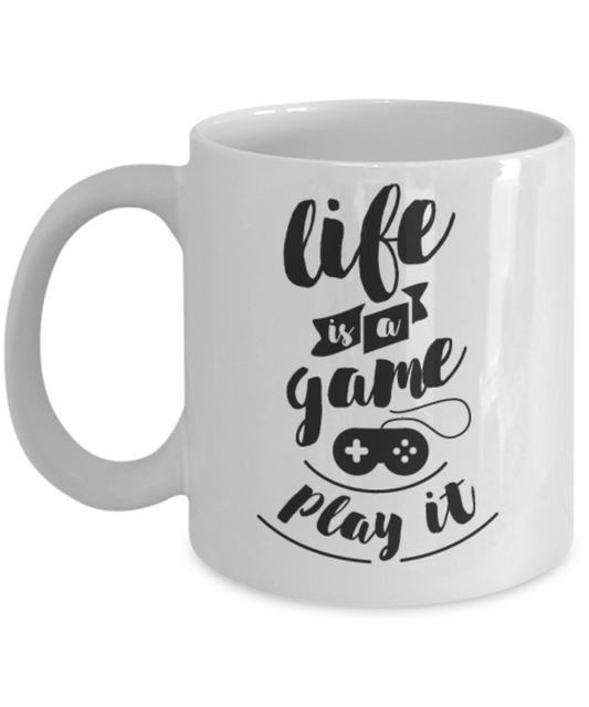 Life Is A Game Mug Coffee Cup -Funny Ceramic White Coffee Mug - Premium 11 oz Coffee Cup