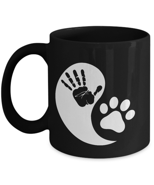 Personalized Dog Lover Gift Coffee mug,Dog Paw Design In Yin Yang Symbol-Black Porcelain Coffee Mug 11 oz