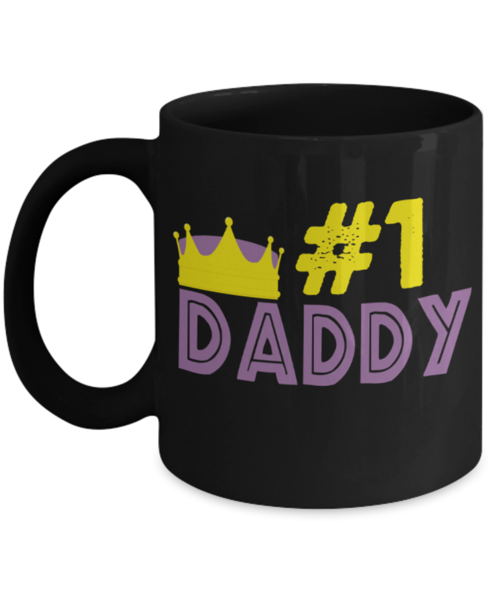 Father son gifts to do together - #1 Daddy - Black Porcelain Coffee Mug Cute Ceramic Cup 11 oz