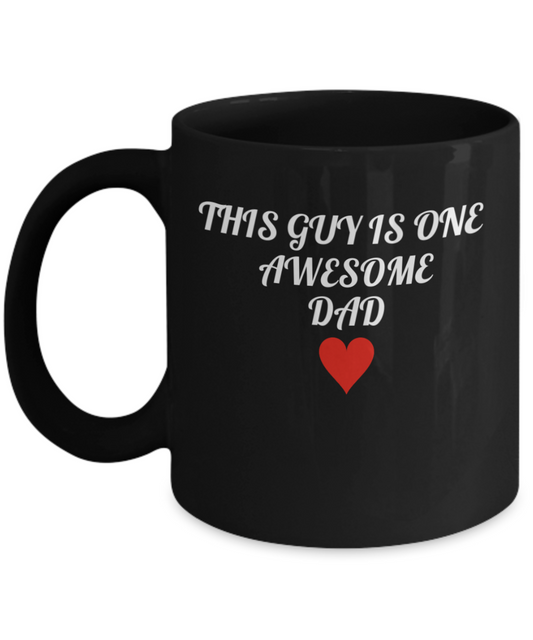 One Awesome Dad Funny Black Coffee Mug - Great Birthday Gift Idea for Men