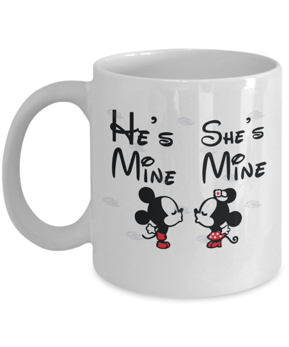 He's Mine and She's Mine Coffee Mug - White Porcelain Coffee Cup,Premium 11 oz White coffee cup