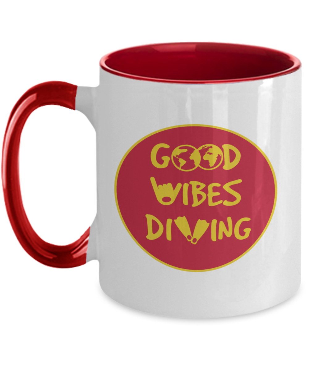 Good Vibes Coffee Mug - Positive Mind Positive Vibes Positive Life Poster, Scuba Diving Poster, Diving Poster, Gift for Scuba Diver