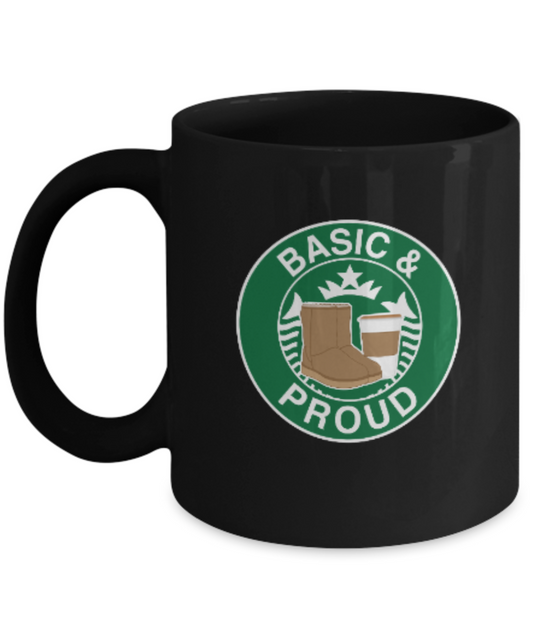 Pop culture lovers mugs , Basic & proud - Black Coffee Mug Porcelain Tea Cup 11 oz - Great Gift