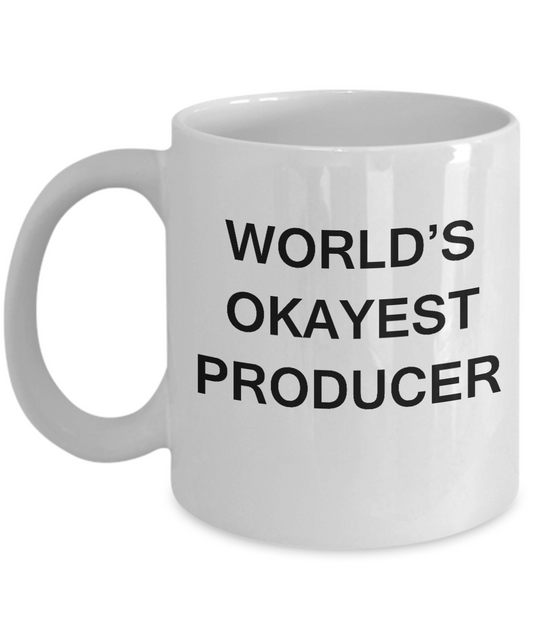 Funny Mug - World's Okayest Producer - Porcelain White coffee mugs 11 oz