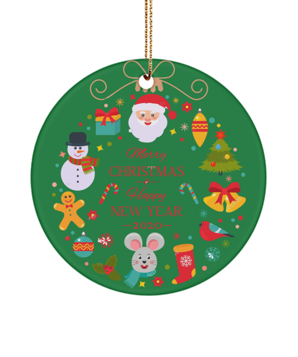Merry Christmas and a Happy New Year Ornament- christmas gifts,  christmas  2020 ornament,  new year 2021