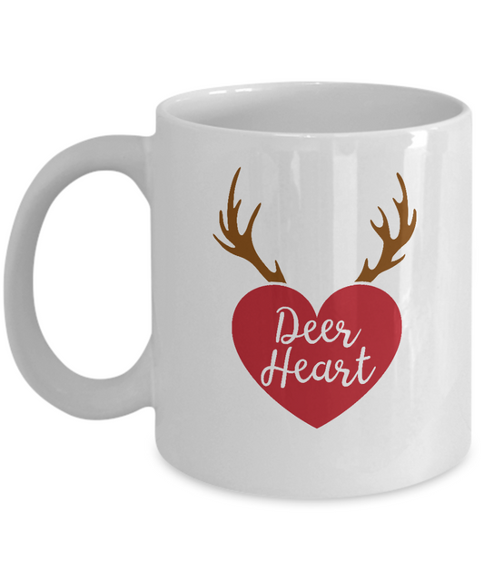 Deer Heart valentine coffee Mugs - Funny Valentines day Gifts -  White coffee mugs 11 oz