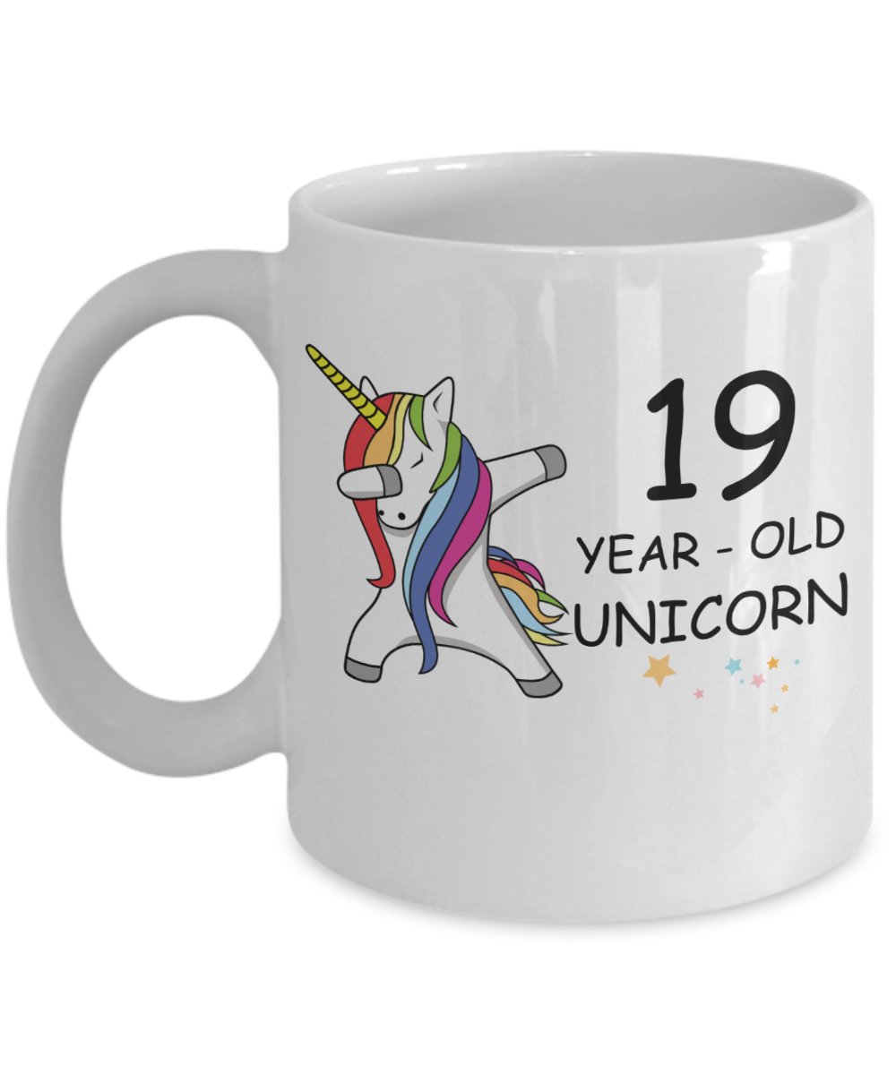 Unicorn Birthday gift 19th Birthday Gift for Women - 19 Year Old Unicorn Dabbing Mug - Funny White Porcelain Coffee 11 oz, 19th Anniversary Bday Gift for   Grandma, Mom, Sister, Bestie - Legends are Born In 2001