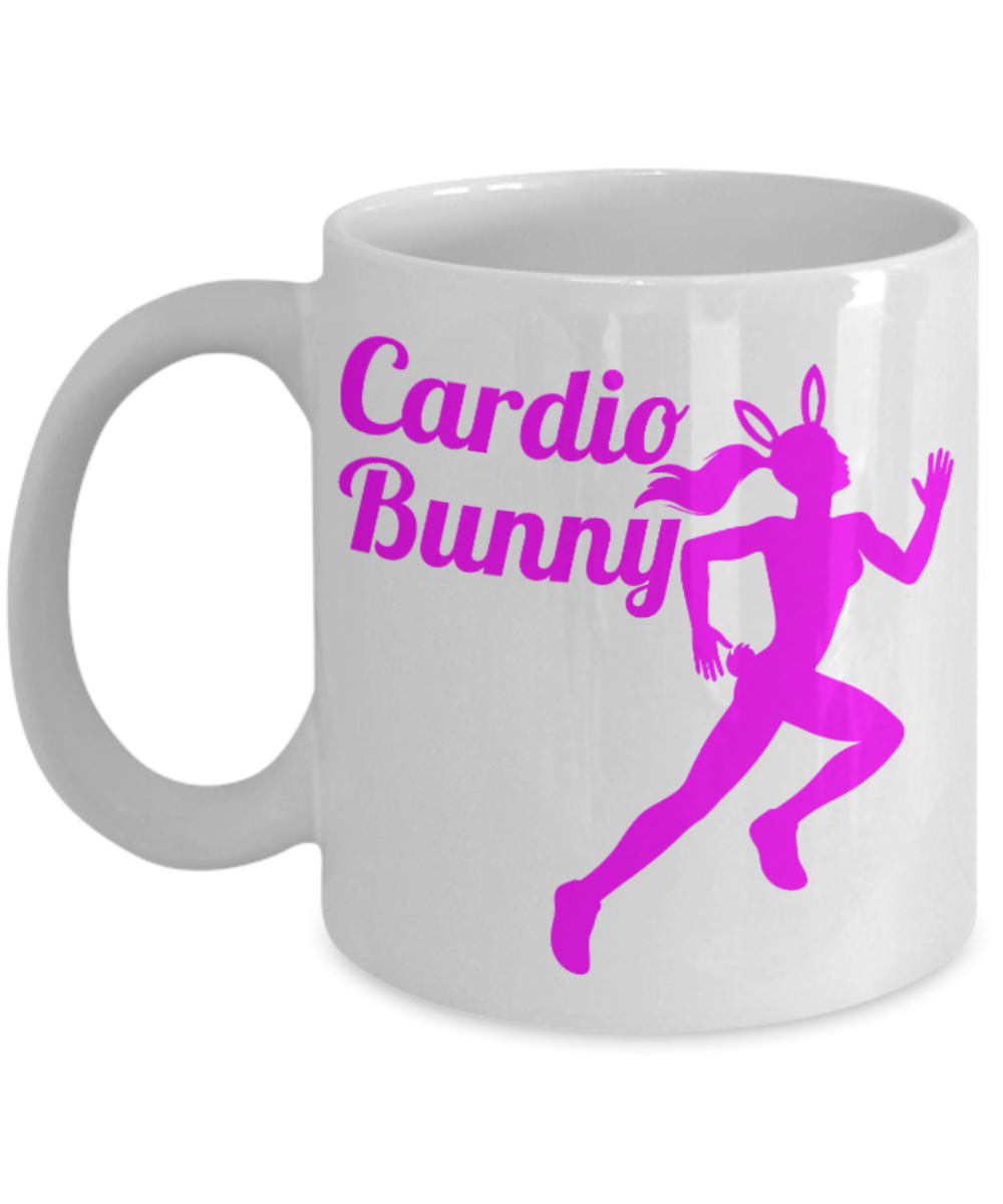 Cardio Lovers mugs , Cardio Bunny - White Coffee Mug Porcelain Tea Cup 11 oz - Great Gift