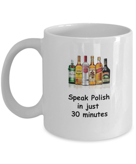 Speak Polish in 30 Minutes Funny coffee mugs - Funny Christmas White coffee mugs 11 oz