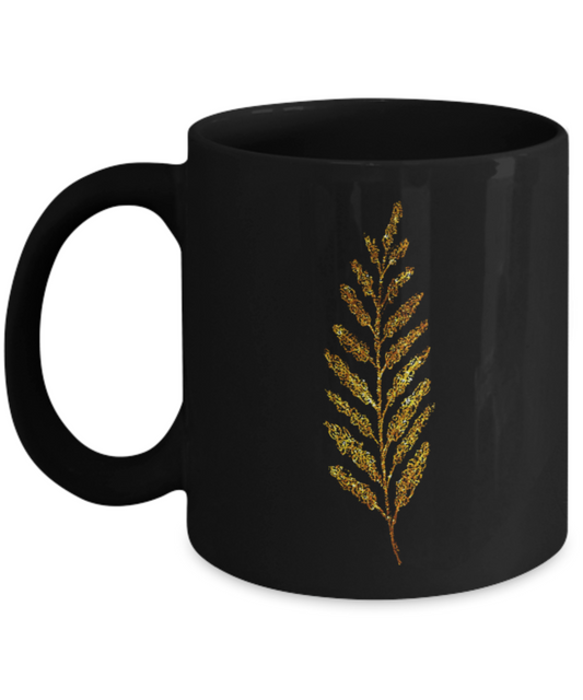 Flowers and Leaves 17 Black Mugs - Funny Christmas Kids Gifts - Black coffee mugs 11 oz
