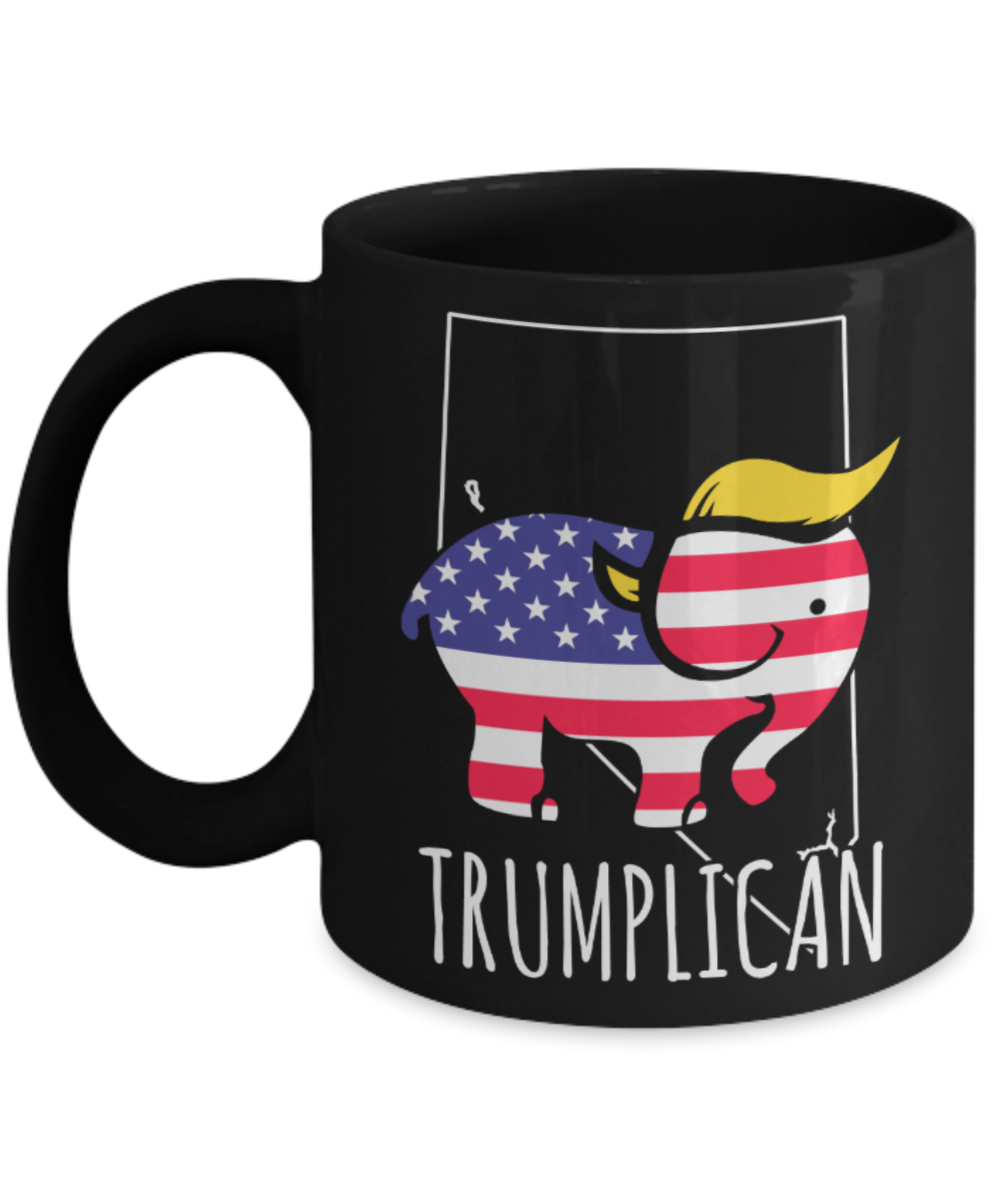 Trumplican - Black Coffee Mug Porcelain Tea Cup 11 oz - Great Gift
