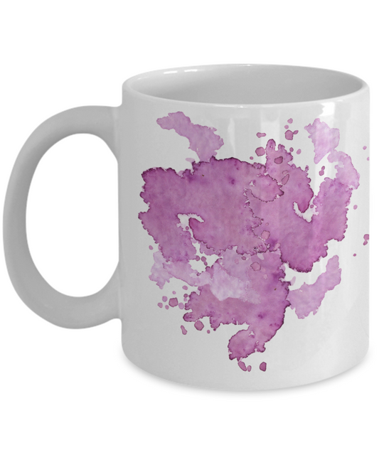 Violet & White Watercolor Collection 11 Oz  Funny Porcelain White Coffee Mug