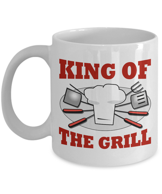 Grill Master Coffee Mug, King Of Grill-White Porcelain Coffee Mug 11 oz for Bbq, Grilling,barbecue, grill, lover,master,dad,mom