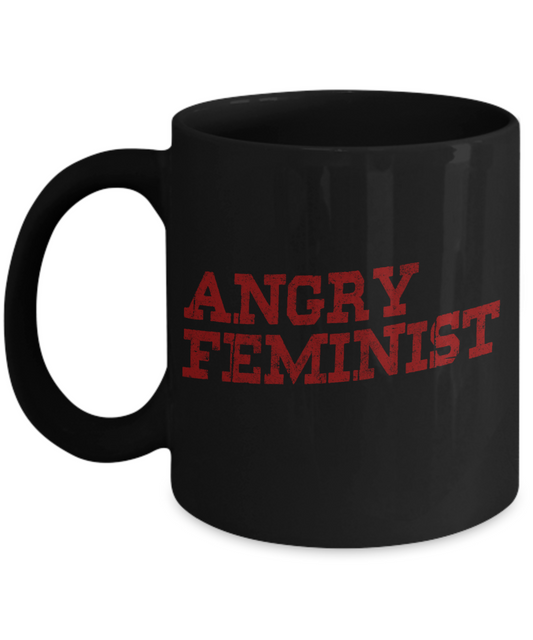 Badass Feminist Coffee Mug, Angry Feminist -Black Porcelain Coffee Mug 11 oz For Daughter,Teen,Women