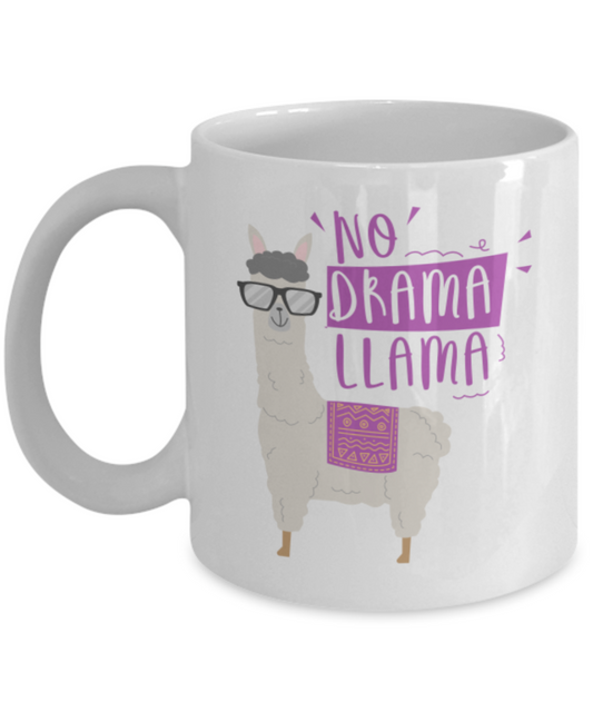 No Drama Llama Coffee Mug-White Coffee Mug 11 oz