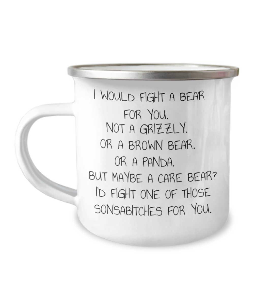 Best Friend Mug for Women, BFF mug, Best Friend Coffee Mug, Long Distance Mug, BFF Cup- 12 Oz Stainless Steel Enamel Finish White Camper Coffee Mug