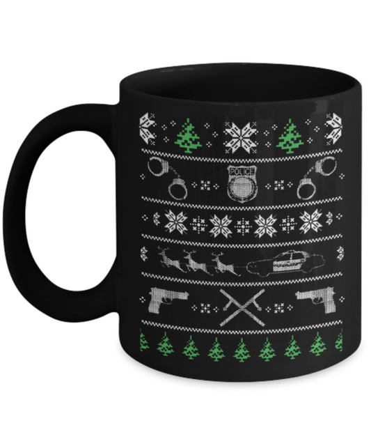Peets coffee k cups christmas blend , Christmas Police - Black Coffee Mug Porcelain Tea Cup 11 oz - Great Gift