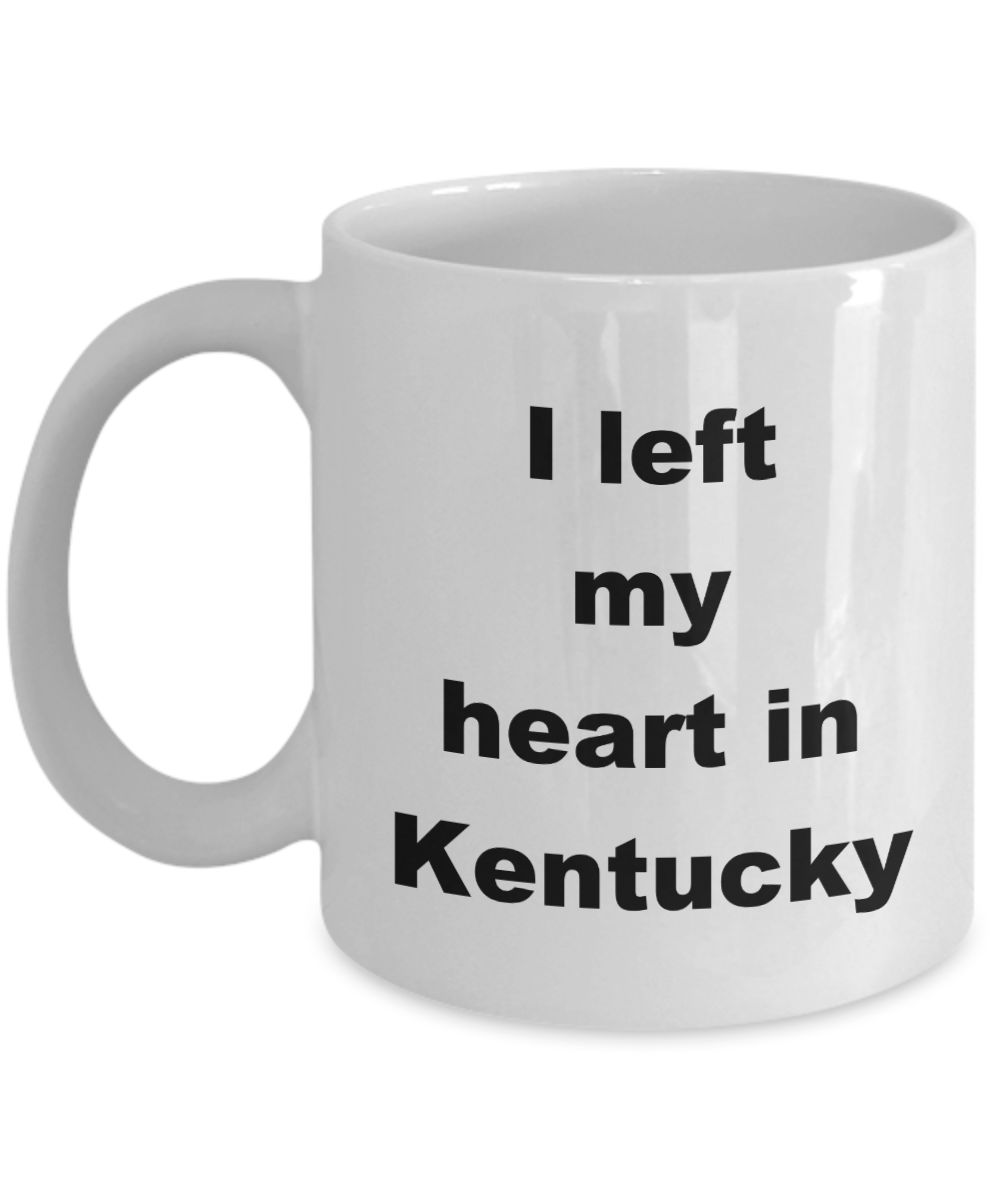 Kentucky Love Souvenir Mug- I left my heart in Kentucky -White Coffee Mug 11 oz