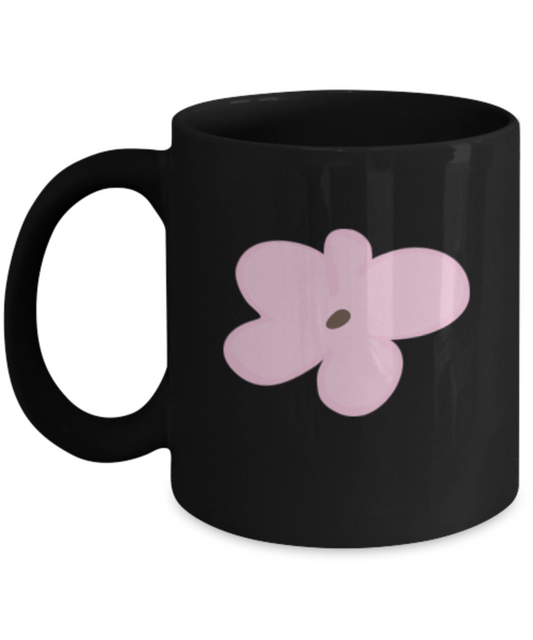 Flower Smooth 2 Black Mugs - Funny coffee mugs - Porcelain Black coffee mugs 11 oz