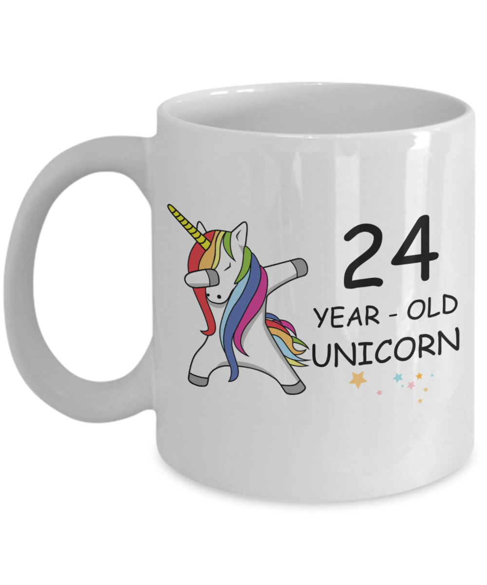 24th Birthday Gift for Women - 24 Year Old Unicorn Dabbing Mug - Funny White Porcelain Coffee 11 oz for Grandma, Mom, Sister, Best Friend, Women, Her - Legends are Born In 1996