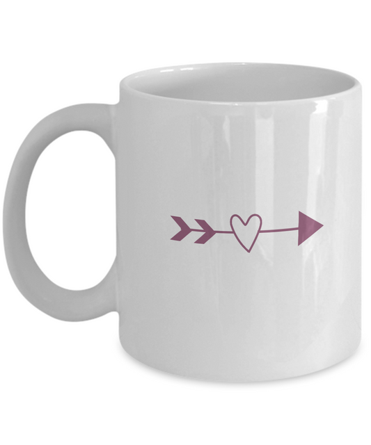 Cupid Arrow white mugs - Funny Christmas Gifts - Funny Valentines Gifts - White coffee mugs 11 oz