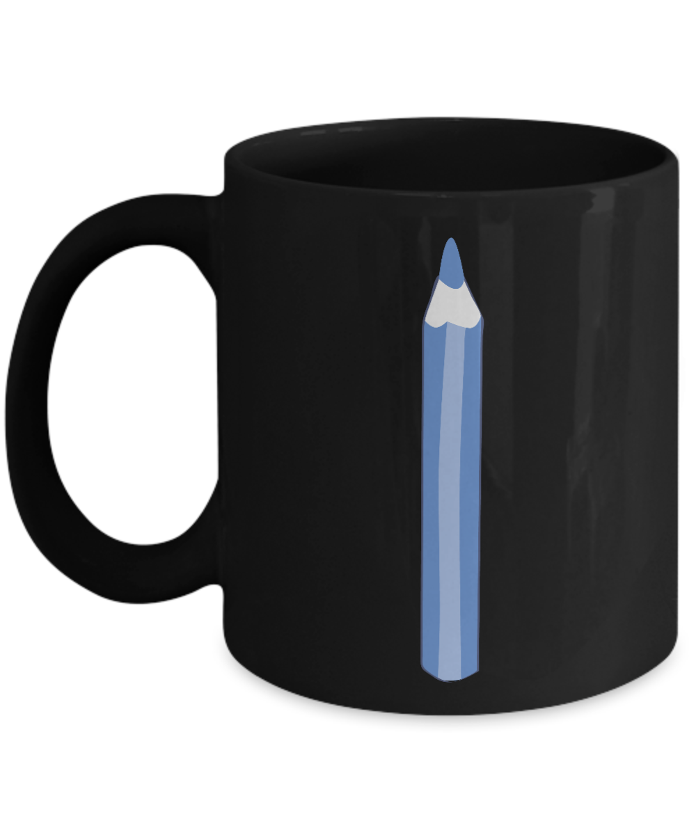 Pencil Smooth Blue Black Mugs - Funny coffee Black coffee mugs 11 oz
