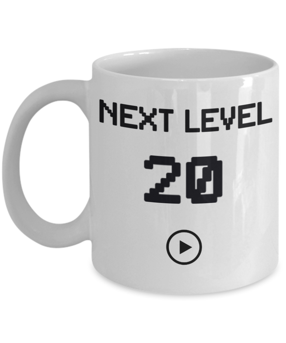 20th Birthday Special Gift Coffee Mug, Next Level 20, Gamer Coffee Mug, Birthday Mug- White Porcelain Coffee Mug 11 Oz Funny Quotes Coffee Mug
