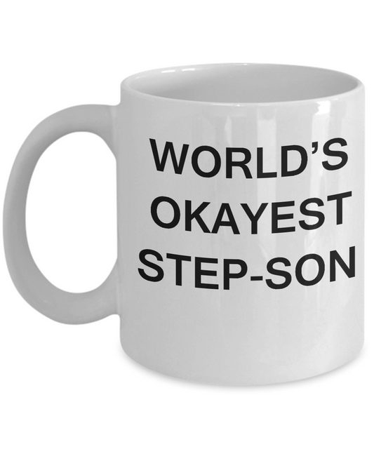 Funny Mug, Gifts For Step Sons - World's Okayest Step Son White coffee mugs 11 oz