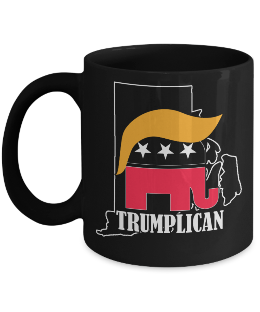 Trumplican - Black Coffee Mug Porcelain Tea Cup 11 oz - Great Gift