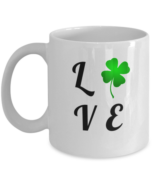 Irish Clover Love ST. Patrick's Day Gift Cute St Patricks Day Gifts Gift Coffee Mug Tea Cup White 11-Oz