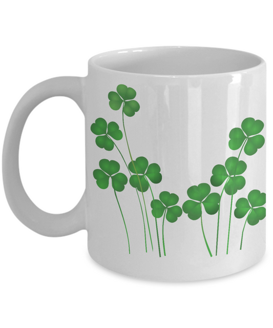 Shamrock Coffee Mug St Patrick's Day Gifts White cup 11 oz