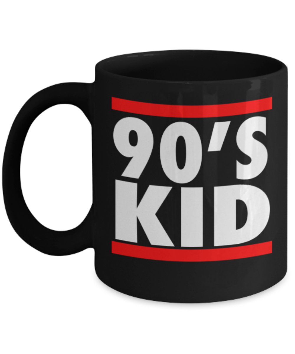 Kids Lovers Mugs , 90's Kids - Black Coffee Mug Porcelain Tea Cup 11 oz - Great Gift