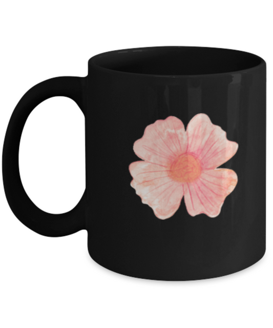 Flowers and Leaves 8 Black Mugs - Funny Christmas Kids  Black coffee mugs 11 oz