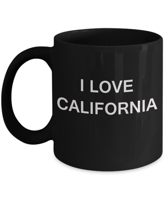I Love California funny mugs - Porcelain Black Funny Coffee Mug & Gift Mugs 11 OZ