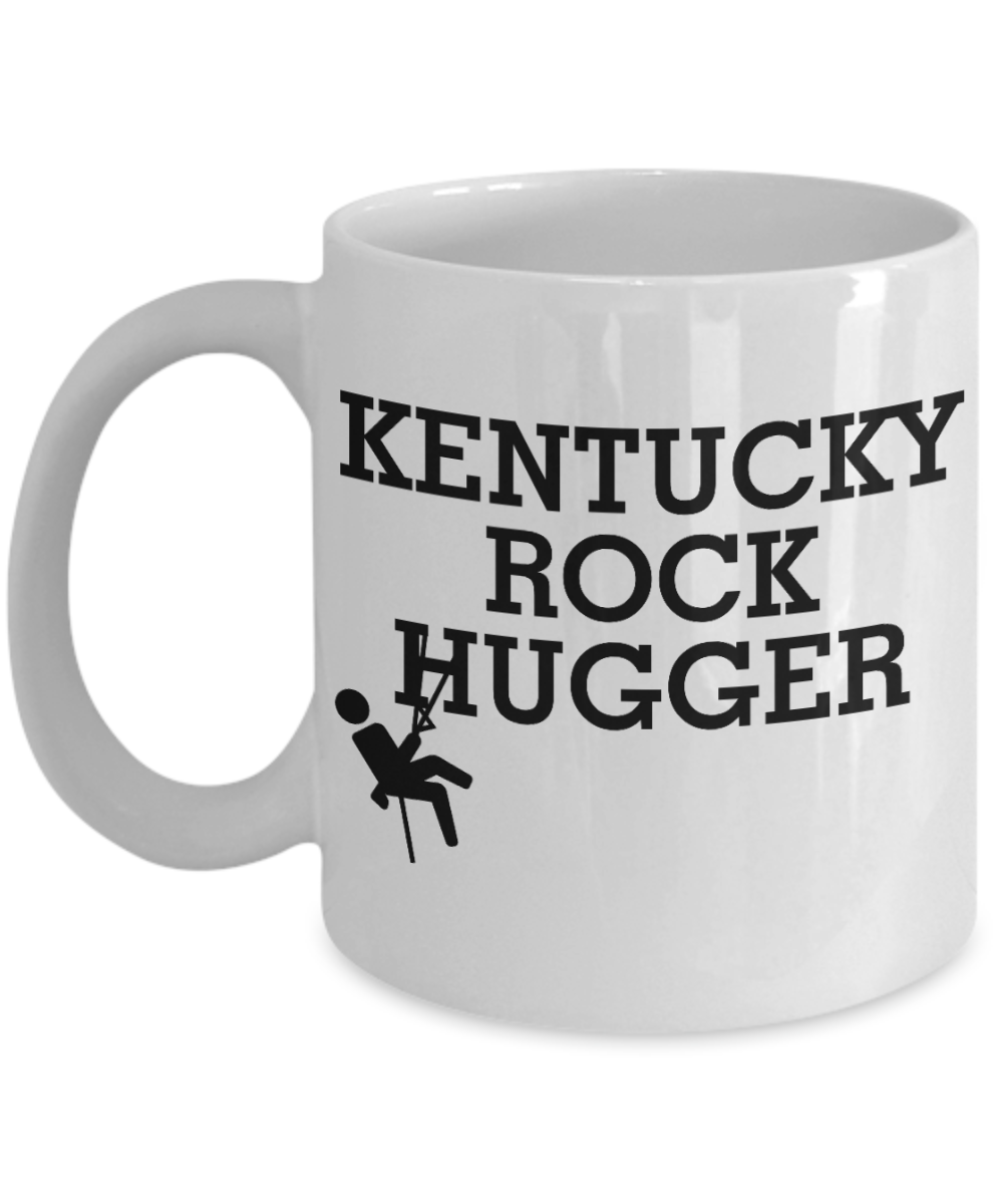 Best Rock Climber Gift Coffee mug, Kentucky Rock Hugger - White Porcelain Coffee Mug 11 oz For Mountain, Rock, Climber, Hiking, Camping