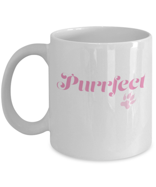 Gift gor dog lovers , Purfeet - White Coffee Mug Porcelain Tea Cup 11 oz - Great Gift