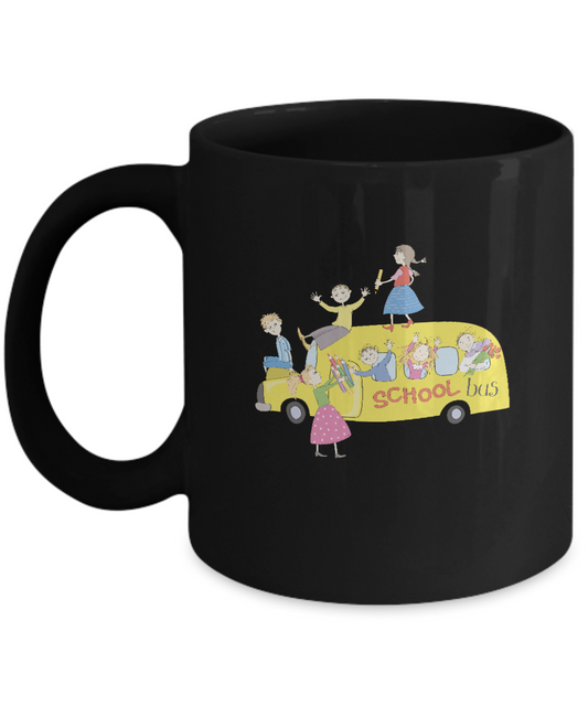 School Bus Black Mugs - Funny Christmas Kids Gifts - Black coffee mugs 11 oz
