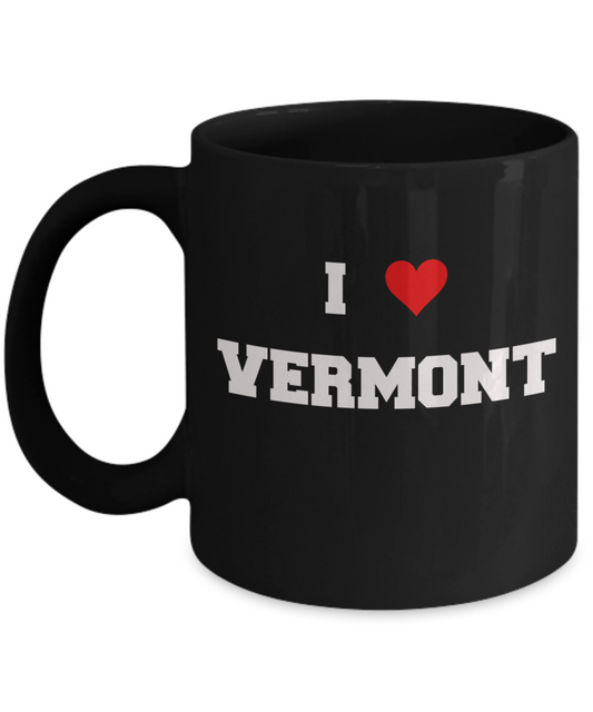 Vermont Tea Coffee Mugs,I Love Vermont USA States Ceramic Black Coffee Mug Tea Cup Gifts Mugs 11 oz Funny Mugs