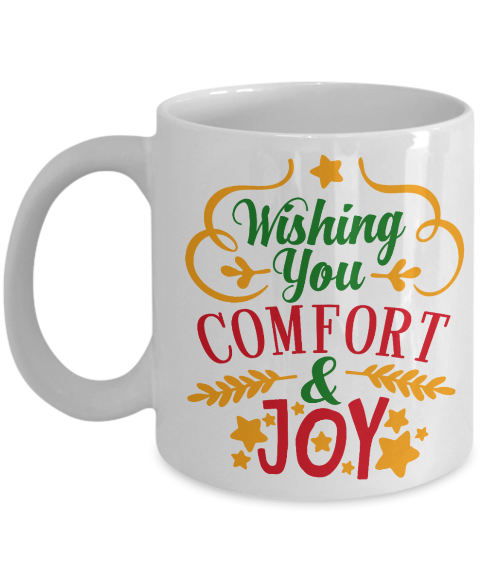 Knightmare before christmas mug - Wishing You Comfort & Joy - Funny Christmas Gift Mugs, Christmas Gifts for family Ceramic Cup White, Funny Mugs Gift Ideas 11 Oz