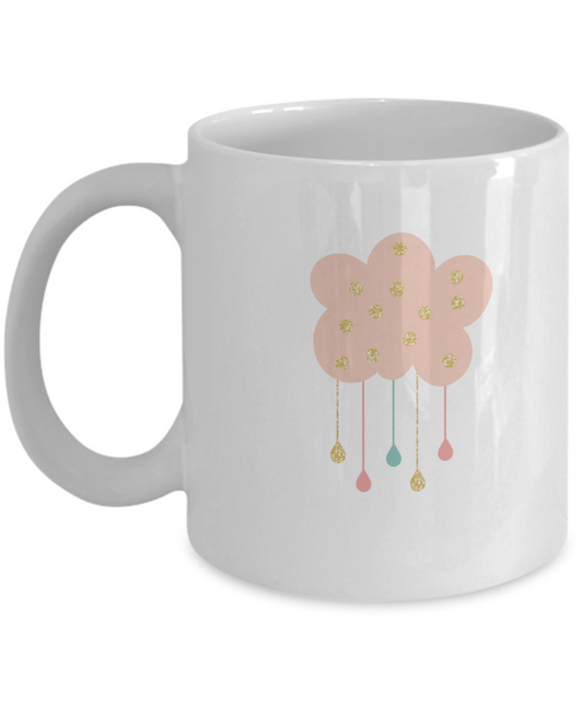 Floral Cloudy white mugs - Funny Christmas Gifts - Porcelain White coffee mugs 11 oz