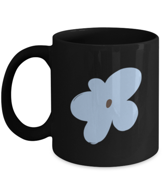 Flower Smooth 3 Black Mugs - Funny coffee mugs - Porcelain Black coffee mugs 11 oz