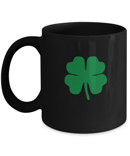St Patrick's day mug - Distressed Irish Shamrock - Clover - Black coffee mugs 11 oz