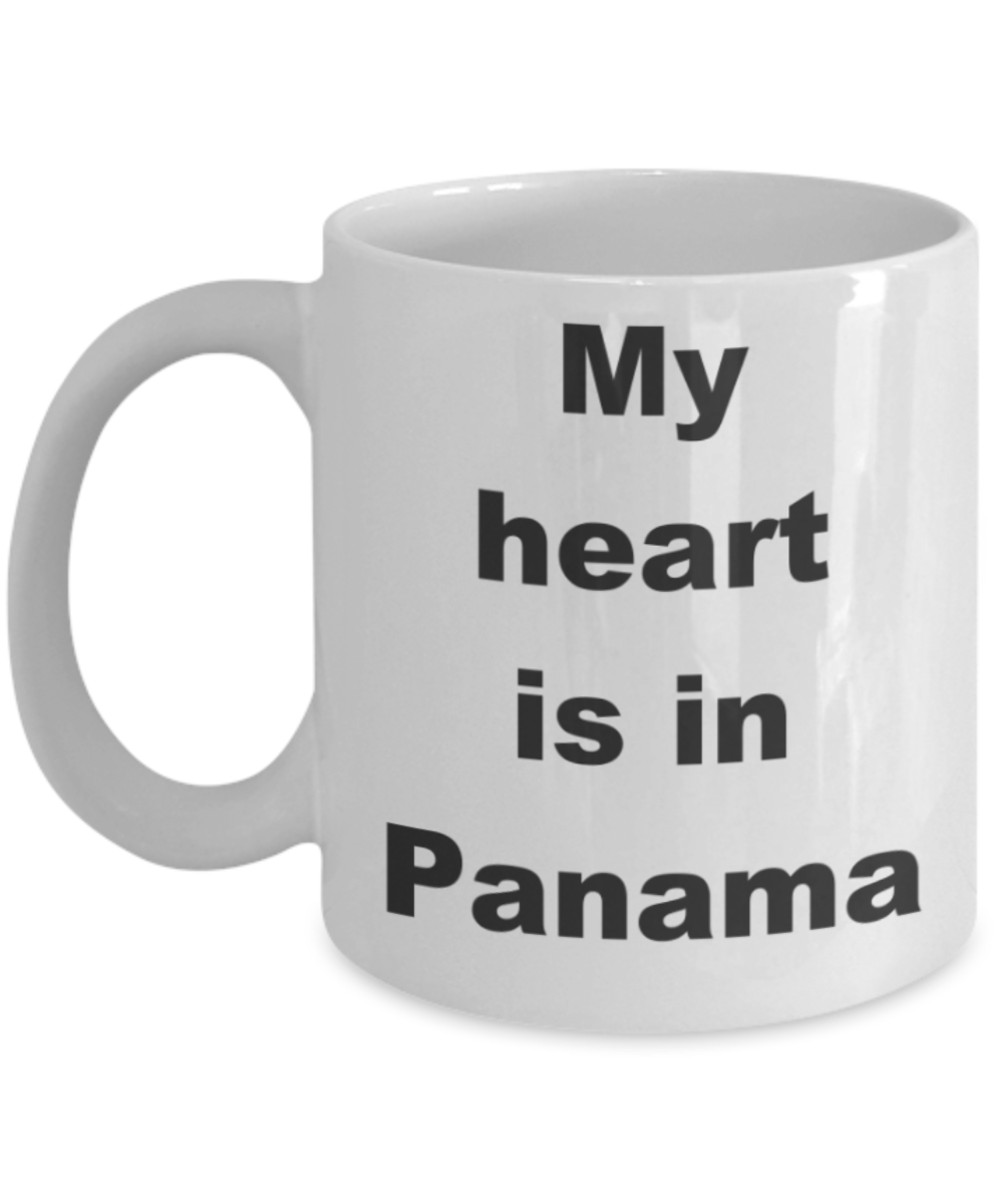 My heart is in Panama - White Porcelain Coffee 11 oz