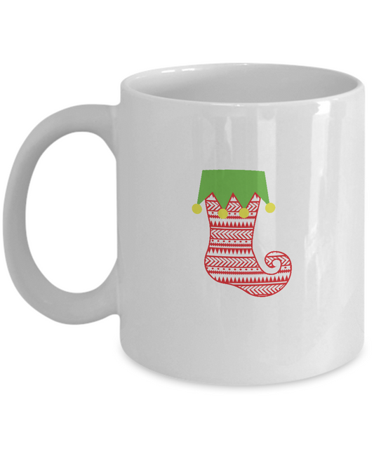 Pattern Stocking Red coffee mugs - Funny Christmas White coffee mugs 11 oz