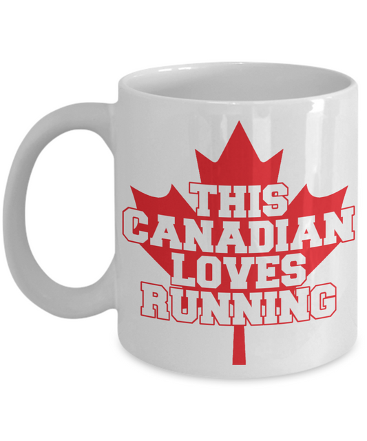 Canadian Gift Coffee mug, This Canadian Loves Running-White Porcelain Coffee Mug 11 oz