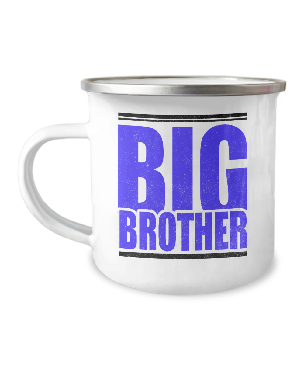 Brother Coffee Mug, Big Brother, Coffee Mug For Brother, Sister -12 Oz Stainless Steel Enamel Finish White Camper Coffee Mug